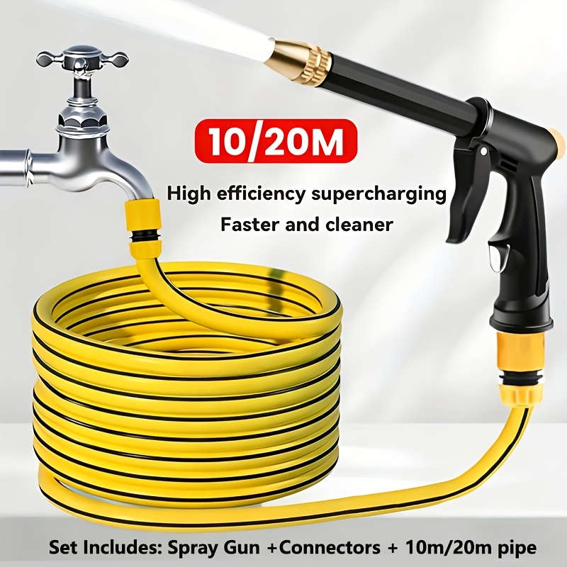 multifunctional high pressure water spray gun set with adjustable nozzle and hose set 10m 20  car garden outdoor cleaning battery free durable