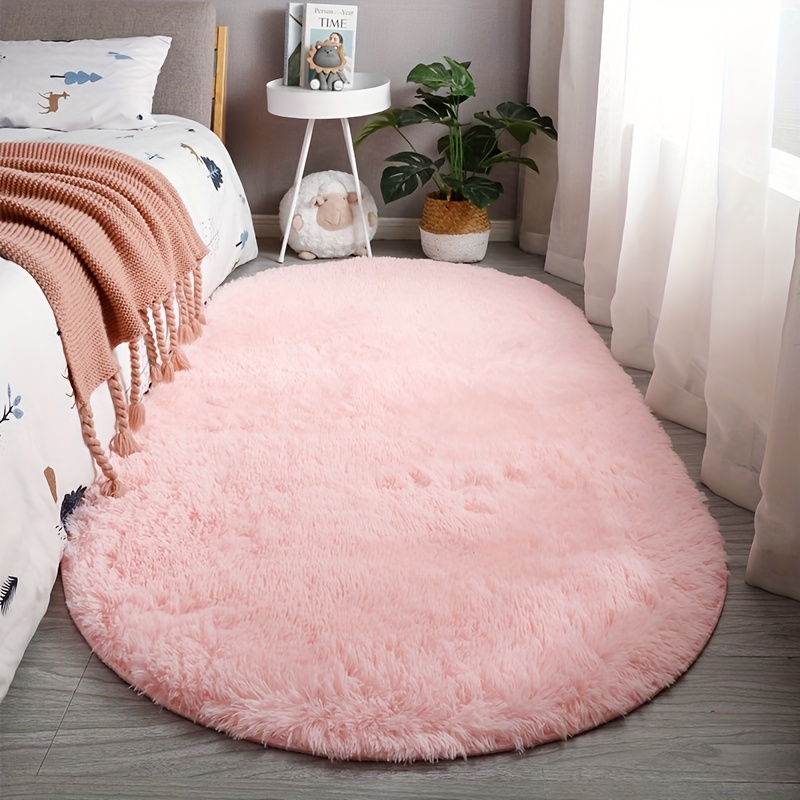 

Luxurious Soft Fur Oval Area Mat - Plush, Non-slip, Hand Washable & For Bedroom, Living Decor,