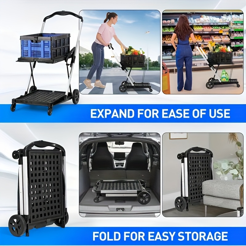 

Portable Double Folding , Cart, Collapsible Cart For Office, , Home, Restaurant, 200 Lb Capacity