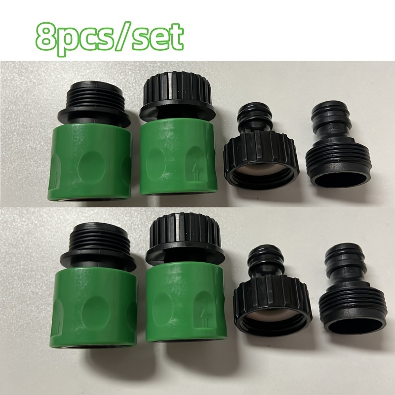 Image of 8pcs/set Garden Hose Quick Connector - Water Hose Quick Connector Male And Female Threaded Connector Set Suitable For Car Washing, Flooring, Pet Cleaning, Garden Hoses, Sprinklers, And Nozzles