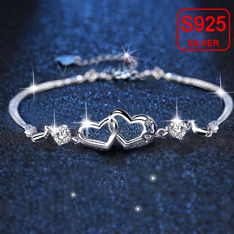 

Éclat , Bracelet Élégant Cœur à Cœur pour Femme, Design Hypoallergénique en Argent Sterling 925 avec Accents de – pour les & Tenues Décontractées