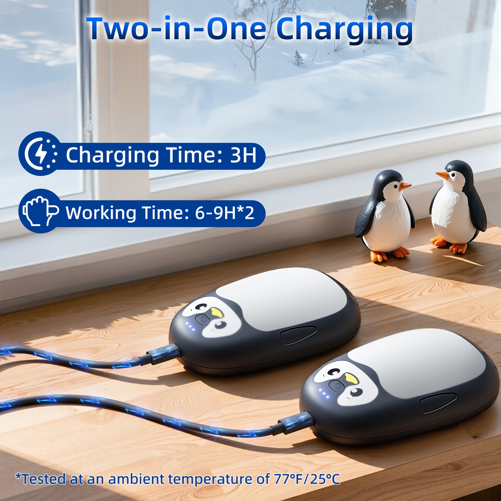2pcs Portable Hand Warmer Rechargeable 4000mah 2 Electric