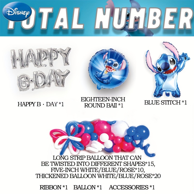 57pcs Por Paquete * Stitch Globo Oficialmente Licenciado Decoraciones De  Fiesta De Cumpleaños, Seguro Y Con Un Color Uniforme, Adecuado Para Deco
