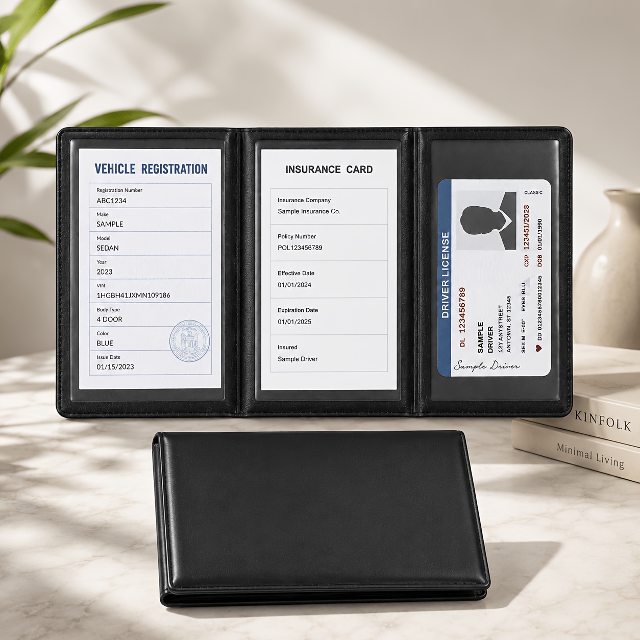 TEMU Porte-carte de règlement préfectoral et d', pochette organisatrice de documents en PVC transparent pour papiers de voiture, moto et camion, étui