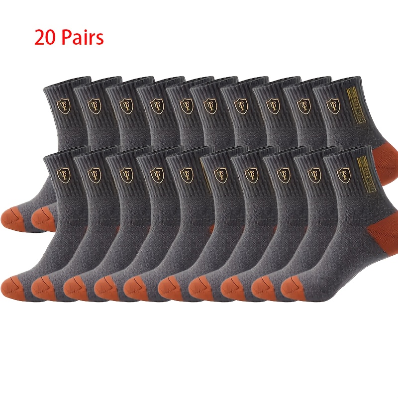 TEMU Pack Of 5/10/ Pairs Of Spring/summer Breathable Mid-calf Socks, Sports And Business Socks, Trendy Moisture-wicking Versatile Anti-odor Men's