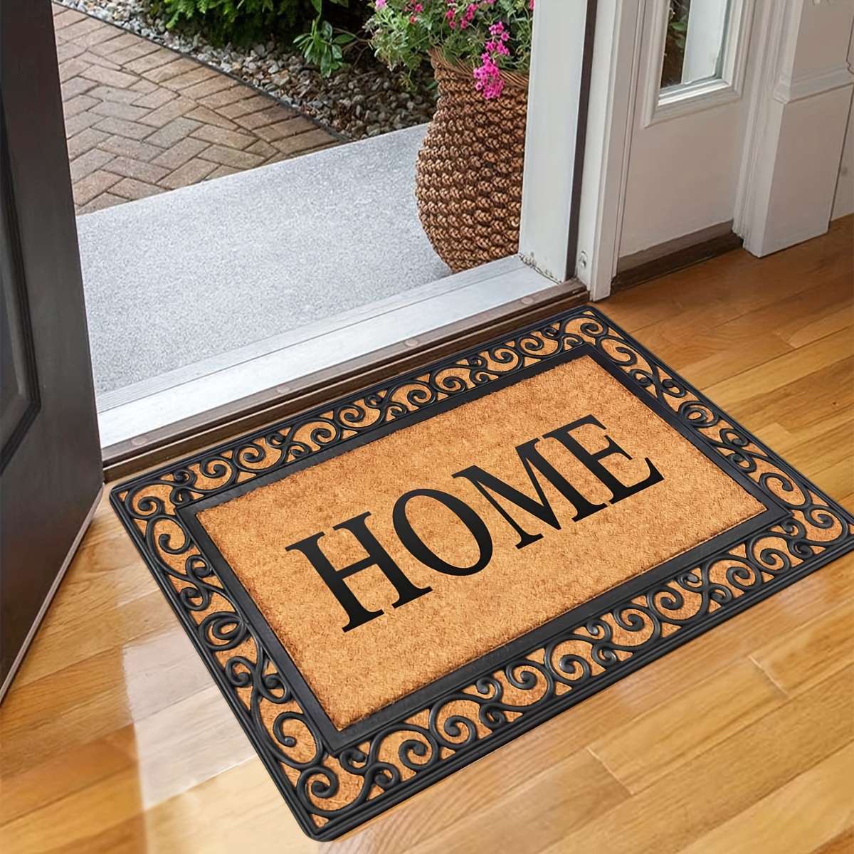 

Vintage Plaid Alphabet Doormat - Non-slip, Stain & Water Resistant Polyester Rug For Laundry, Bathroom & Entryways - Lightweight Home Decor