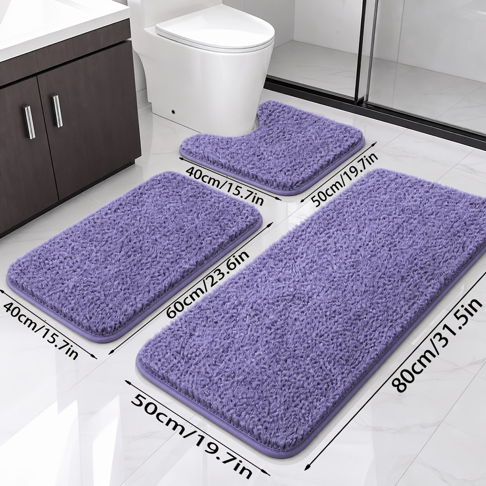 TEMU Lot de 3 tapis de bain absorbants à poils longs et haute , tapis de bain antidérapant à séchage rapide pour salle de bain, chambre et entrée,