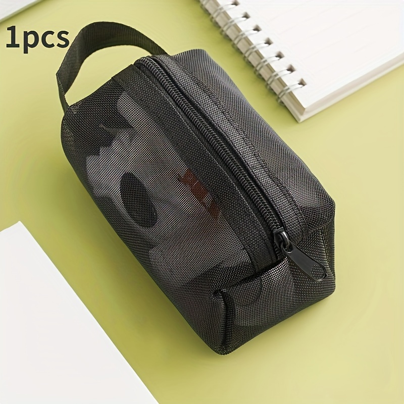 Lightweight Mesh Zipper Bag - Transparent Portable Organizer For Cosmetics, , Keys, And Cards - Nylon Material