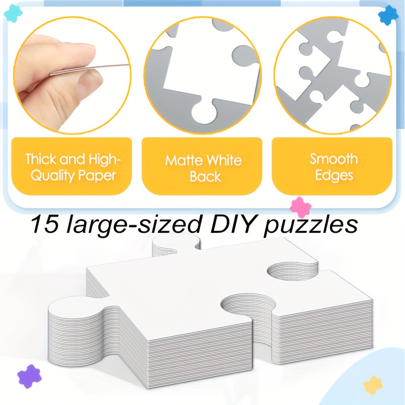 15pcs Blank Paintable Jigsaw Puzzles for Creative Fun