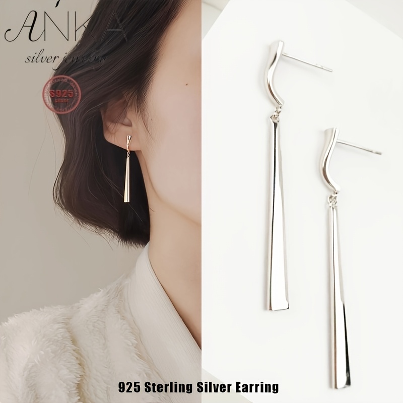 1 pair of elegant and   925 sterling silvery pendant earrings for women no synthetic gemstone inlay suitable for daily wear and gifts   use Product details 0