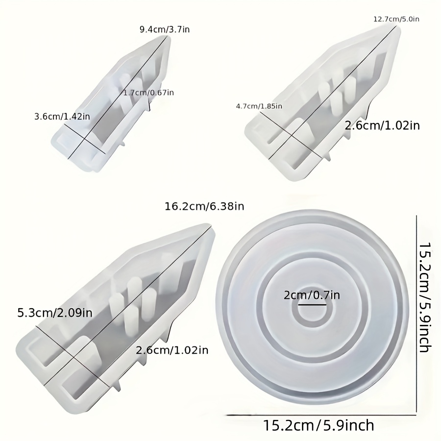 Image of Set Of 4 Silicone Molds For Heart-shaped Candle Holders, Including Sizes Of Hollow House Designs And A Round Mold For Epoxy Resin