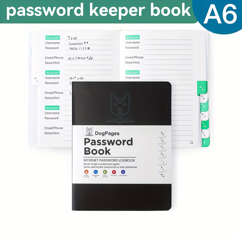 

A6 Book With Tabs, Hardcover Password Organizer For Seniors, Internet Log And Address Book For Computer & Website , Paper Cover Material - Pocket Size