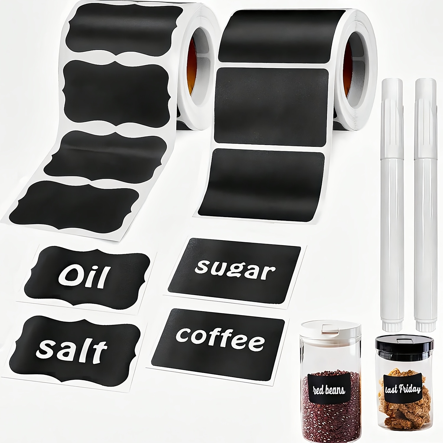 

120pcs Blank Chalkboard Labels With Free Marker - Removable Stickers For Kitchen Spice Jars & Gift Packaging