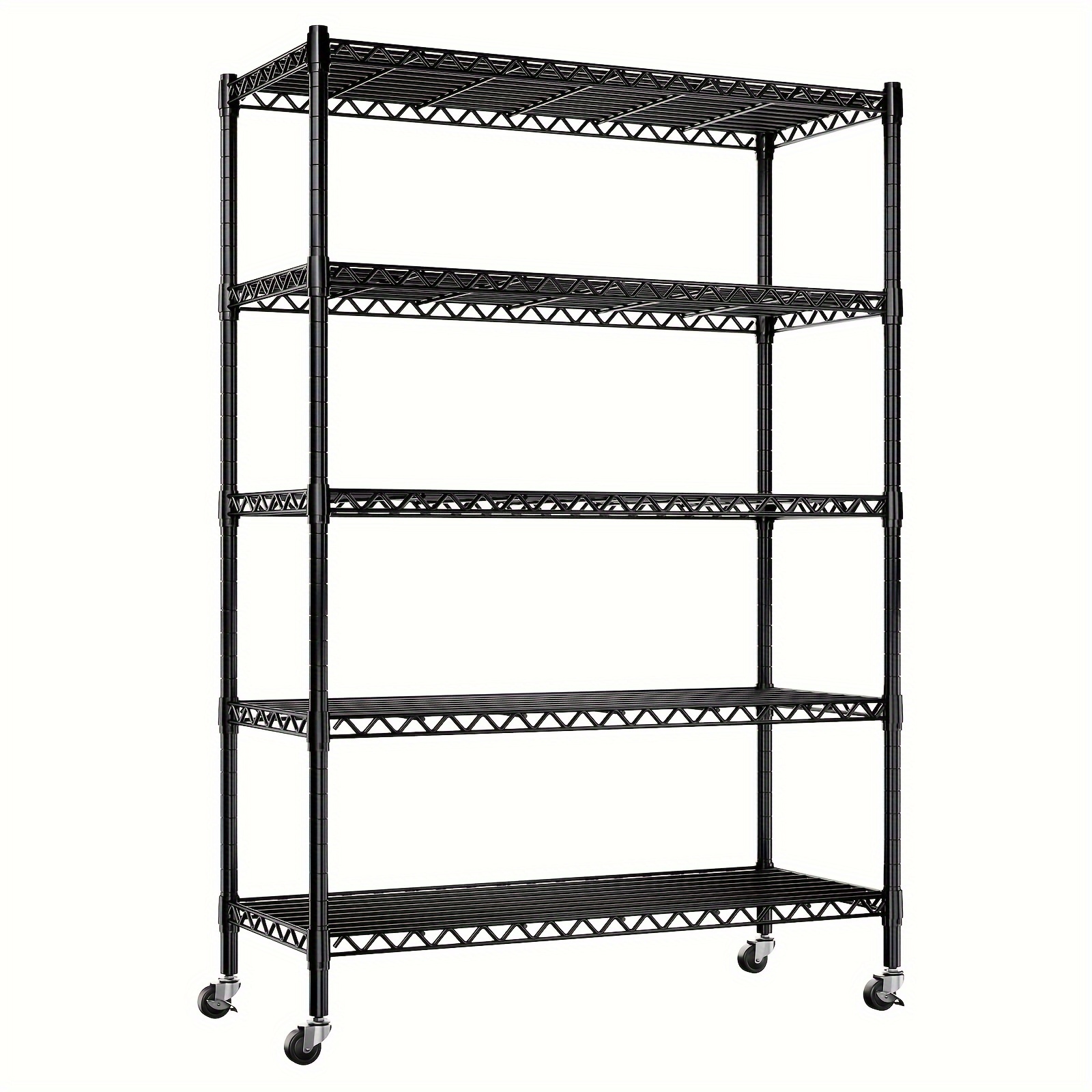 

Storage Shelves Wire Shelving With Wheels 73.6" H Metal Shelves For Storage Adjustable Pantry Shelves 5 Tier Heavy Duty Metal Shelving Storage Rack 1750lbs