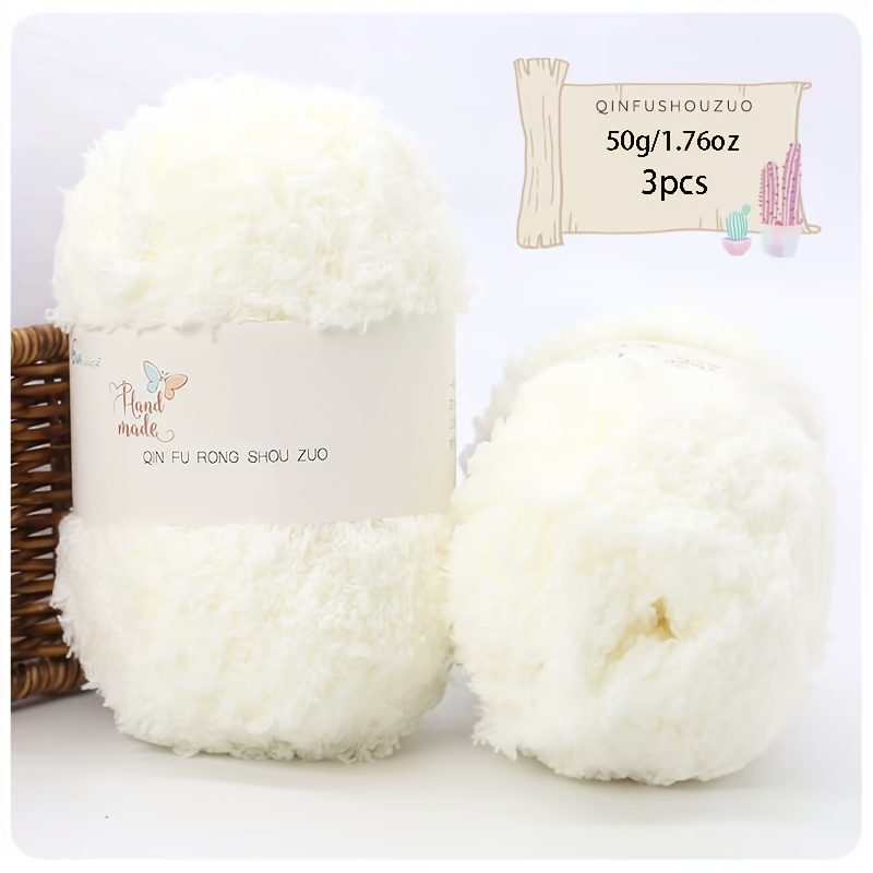 TEMU Coral Fleece Yarn Ball Fluffy Towel Yarn Scarf Yarn Handmade Diy Knitting Bag Self-knitting Material Pack 50g/1.76oz