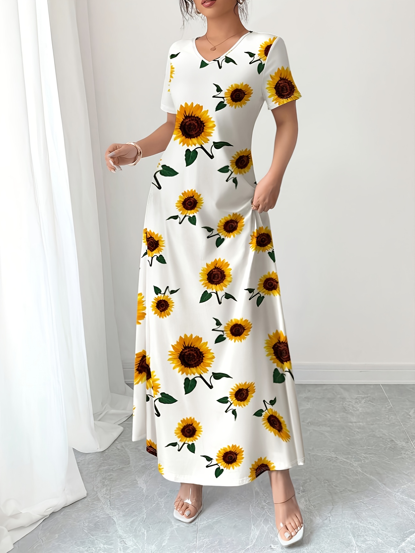 Sunflower printedMidi dress カラーforest(M) Sunflower printedMidi dress カラーforest(M)