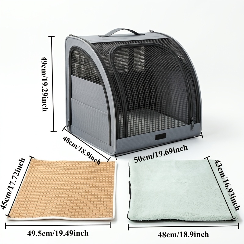 TEMU Multifunctional Pet Car Travel Full Set Equipment Retractable Window Panoramic View Breathable Mesh Travel Cage Load-bearing Stable Safety