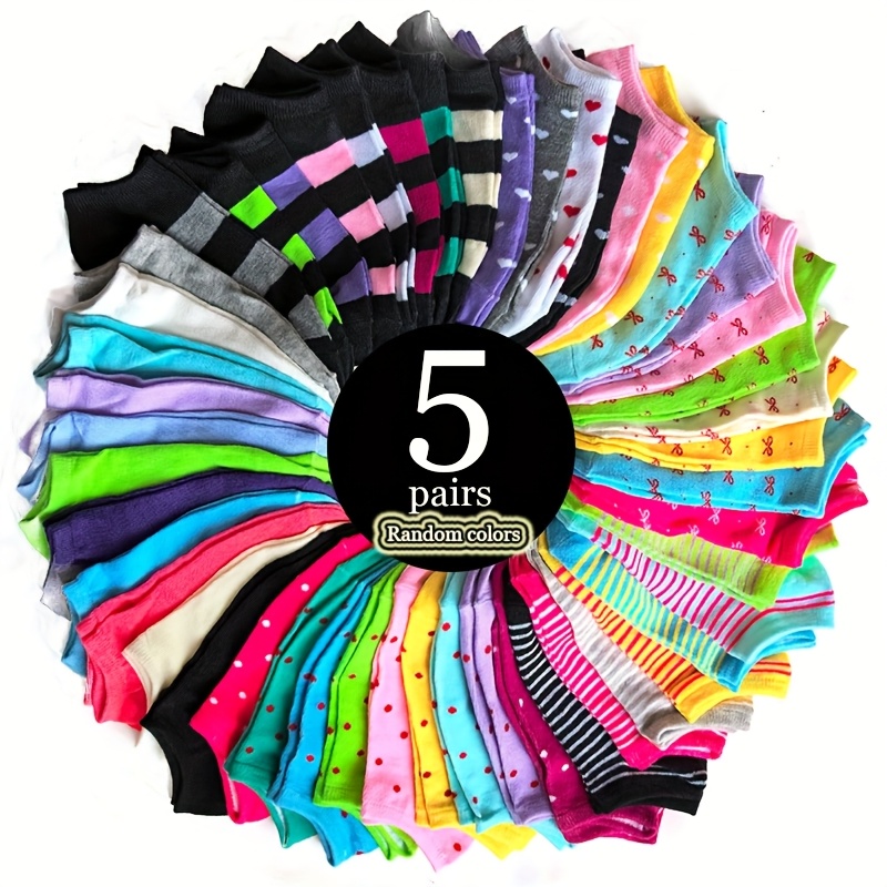 TEMU 10pcs Set Of 5 Pairs Of Candy-colored Socks, Soft And Comfortable Ankle Socks For Gifts, Women's Long Socks And Knitwear
