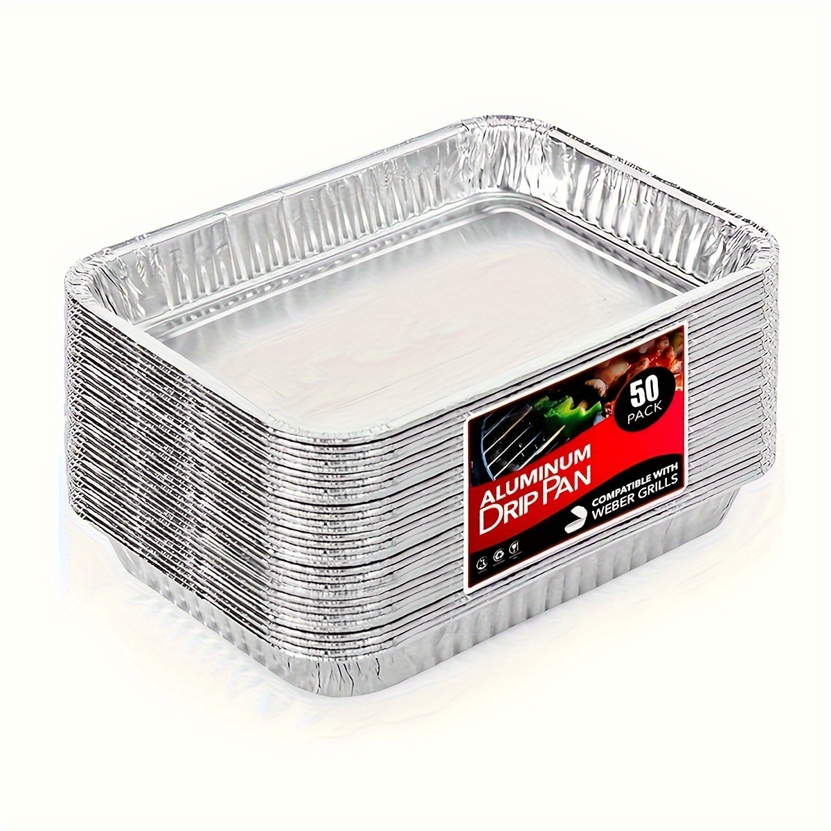 

15/50 Pcs, Aluminum Drip Pan, Disposable Foil Liner, Compatible With Weber Grills, Dripping Pans, Bbq Grease Tray To Catch Oil, Fit For Outdoor
