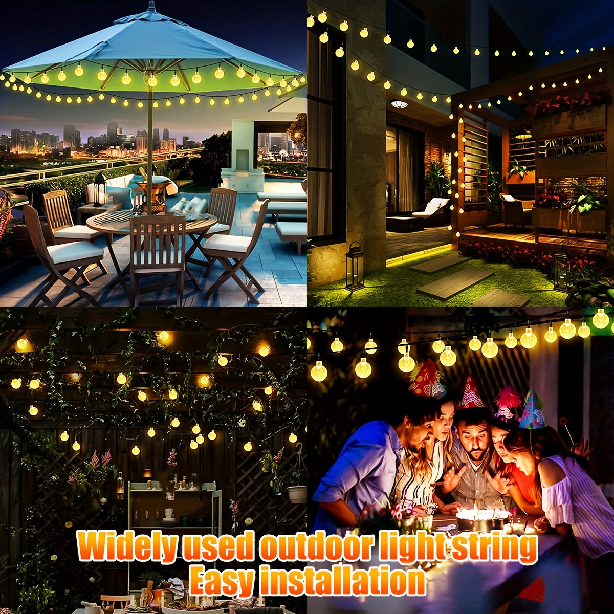 solar powered crystal string lights 20 50 100 led 16 4 22 9 39 3ft outdoor decor for halloween christmas thanksgiving holiday wedding garden patio parties ip44 home decoration outdoor lighting outdoor pendant lights details 3