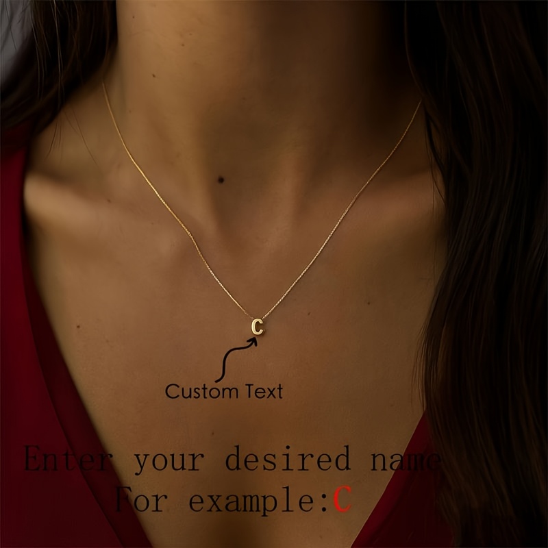TEMU Custom Initial Necklace, Single Letter Name Necklace, 304l Stainless Steel Material, 18k Golden Plated, Lowercase Letter Golden Necklace,