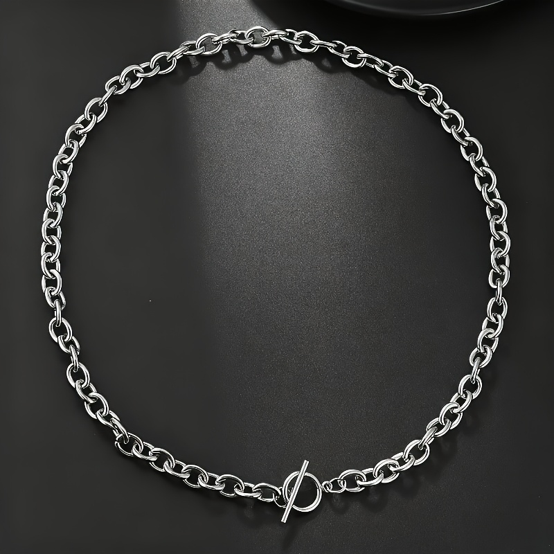 Image of 1pc European And Hip Hop Style Ot Stainless Steel Silvery Women's Pendant Necklace, Perfect Gift For , Essential Fashion Accessory For Daily Parties