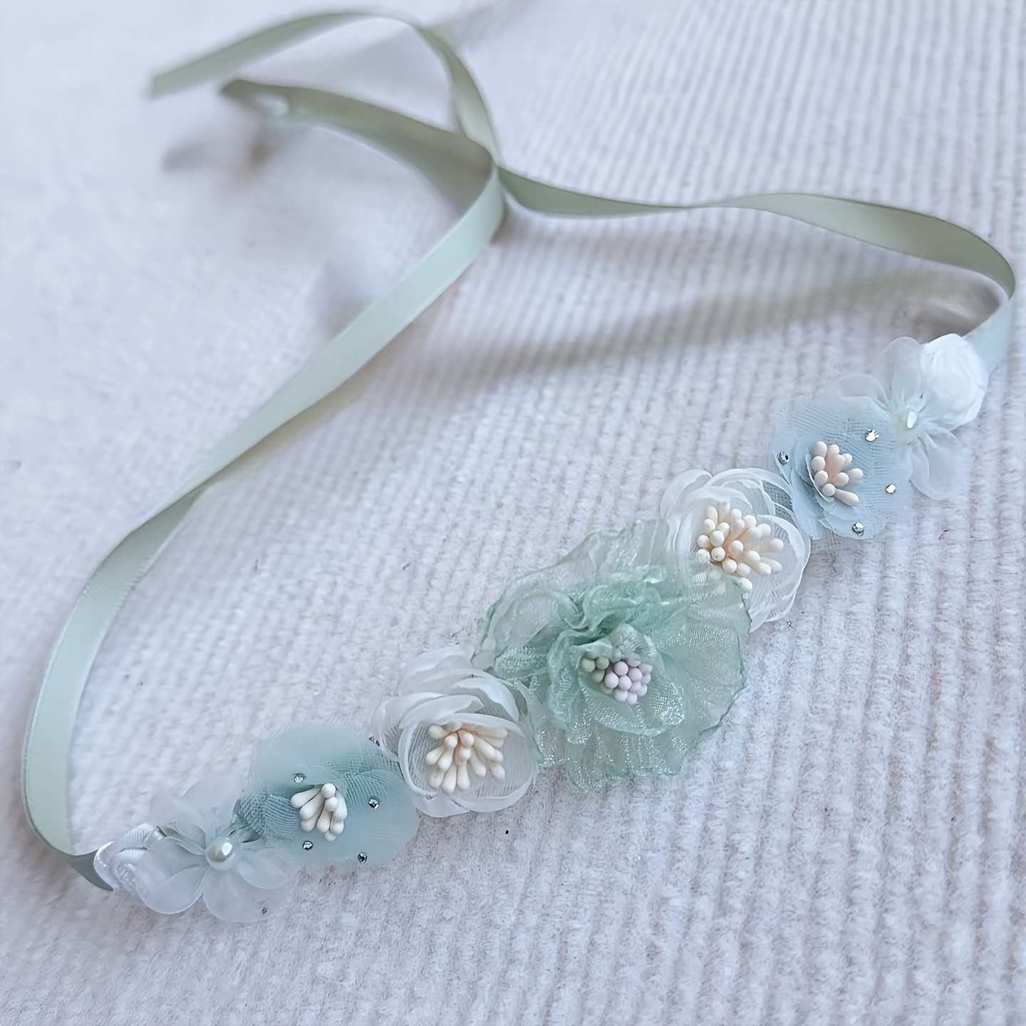 1pc Artificial Flower Headband, Dance Ballet Updo Headband, Ins- Bun Flower Crown Hair Accessory