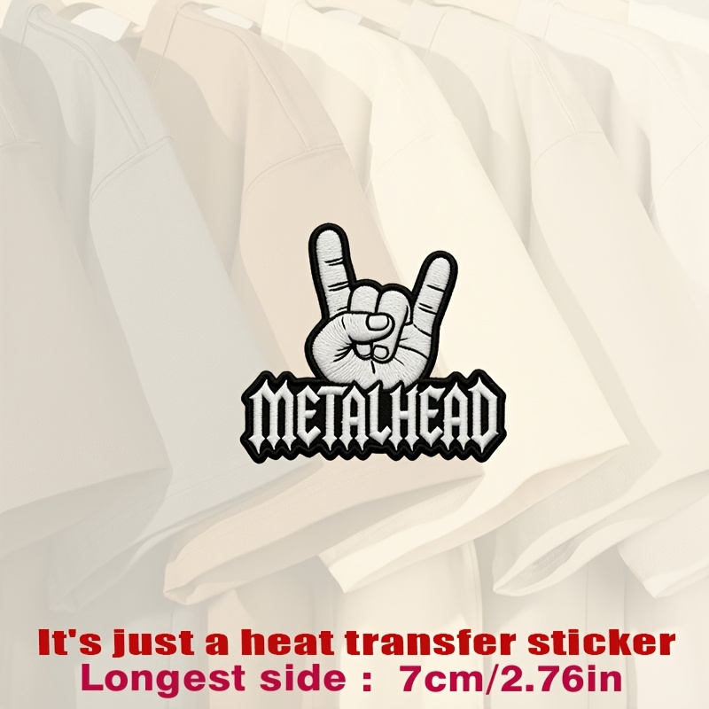 TEMU Black Patch With White, Textured, Raised Design Of A Hand Making The "" Sign. Heat Transfer Stickers Are Suitable For Flat Fabrics Such , Hats,