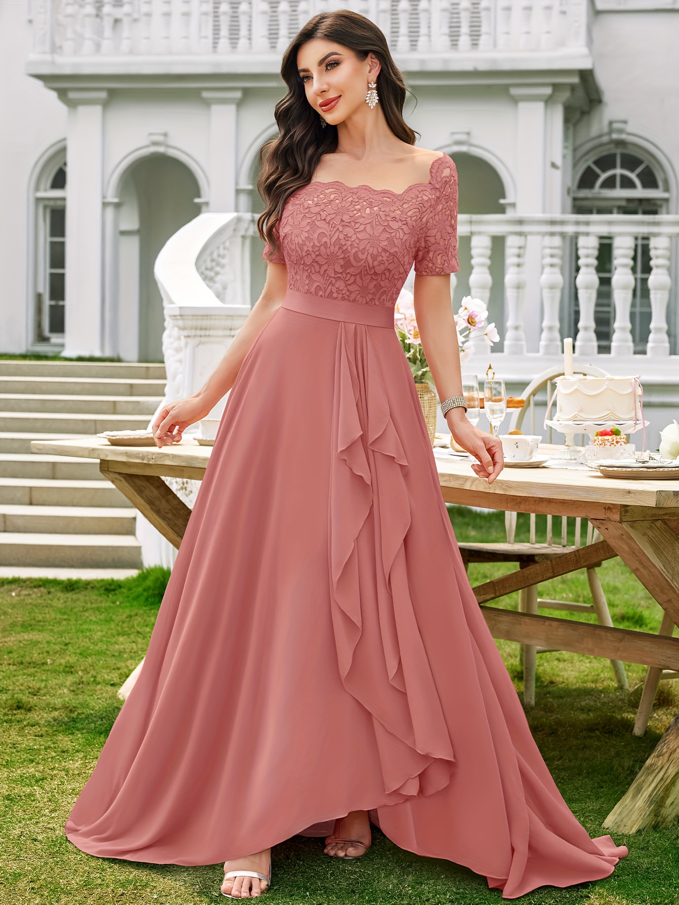 green emerald velvet dress Andrea and Leo A1231 Prom Dress - Dusty Rose