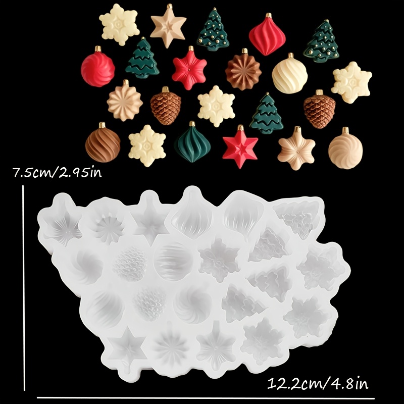 TEMU Moldes de silicona Semi-3D de 22 rejillas, colección navideña , moldes de silicona de navideños , moldes de silicona para colgantes de yeso de