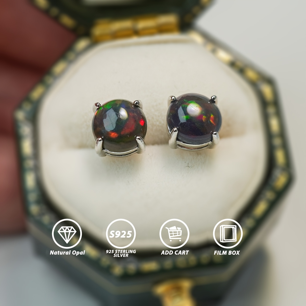 natural   s925 silver earrings 4 prong inlay 0 24 inch natural   october birthstone   everyday accessories Product details 1