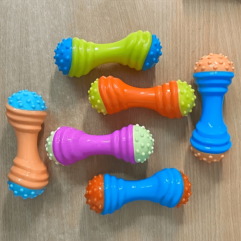 E-shop Interaktives quietschendes Hantel-Hundespielzeug für kleine Hunde, beißfeste TPR-Kauknochen mit Quietscher, für Welpenbeißzahnung, Chihuahua,