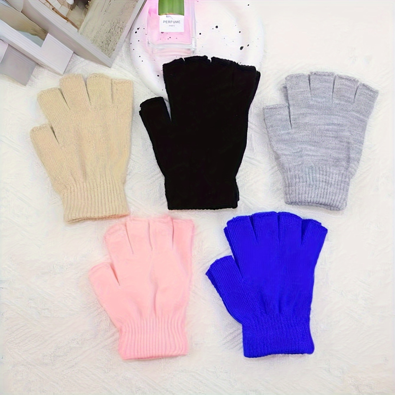 

Women's Stretchy Half Finger Gloves, Soft Warm Knitted Gloves For Outdoor Activities, Perfect For Fall And Winter