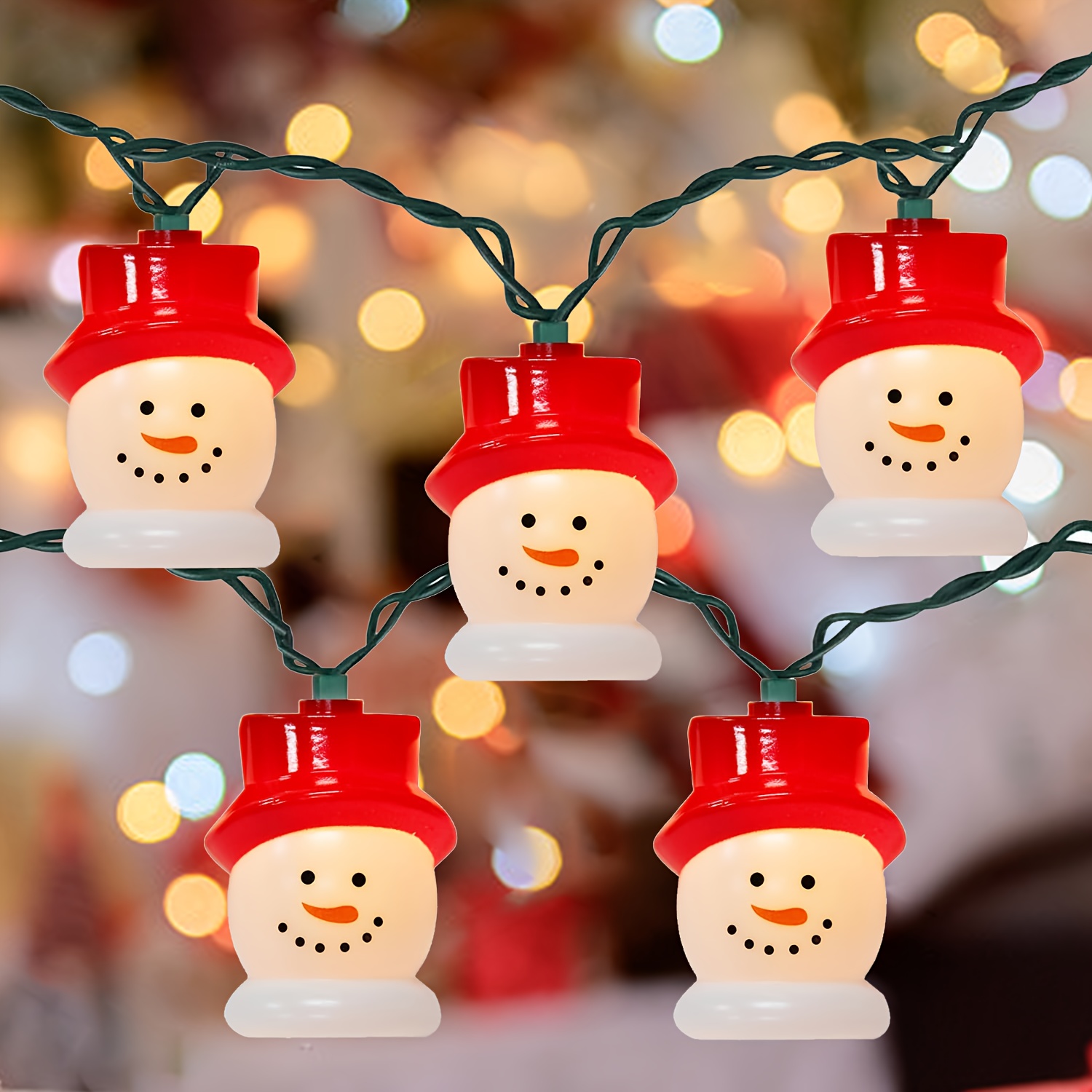 

8.5ft Christmas Snowman Led String Lights, 10 White Indoor Hanging Fairy Lights With Theme, Plastic Santa Claus Decor For Holiday Party, 110v Us Plug, No Battery Required