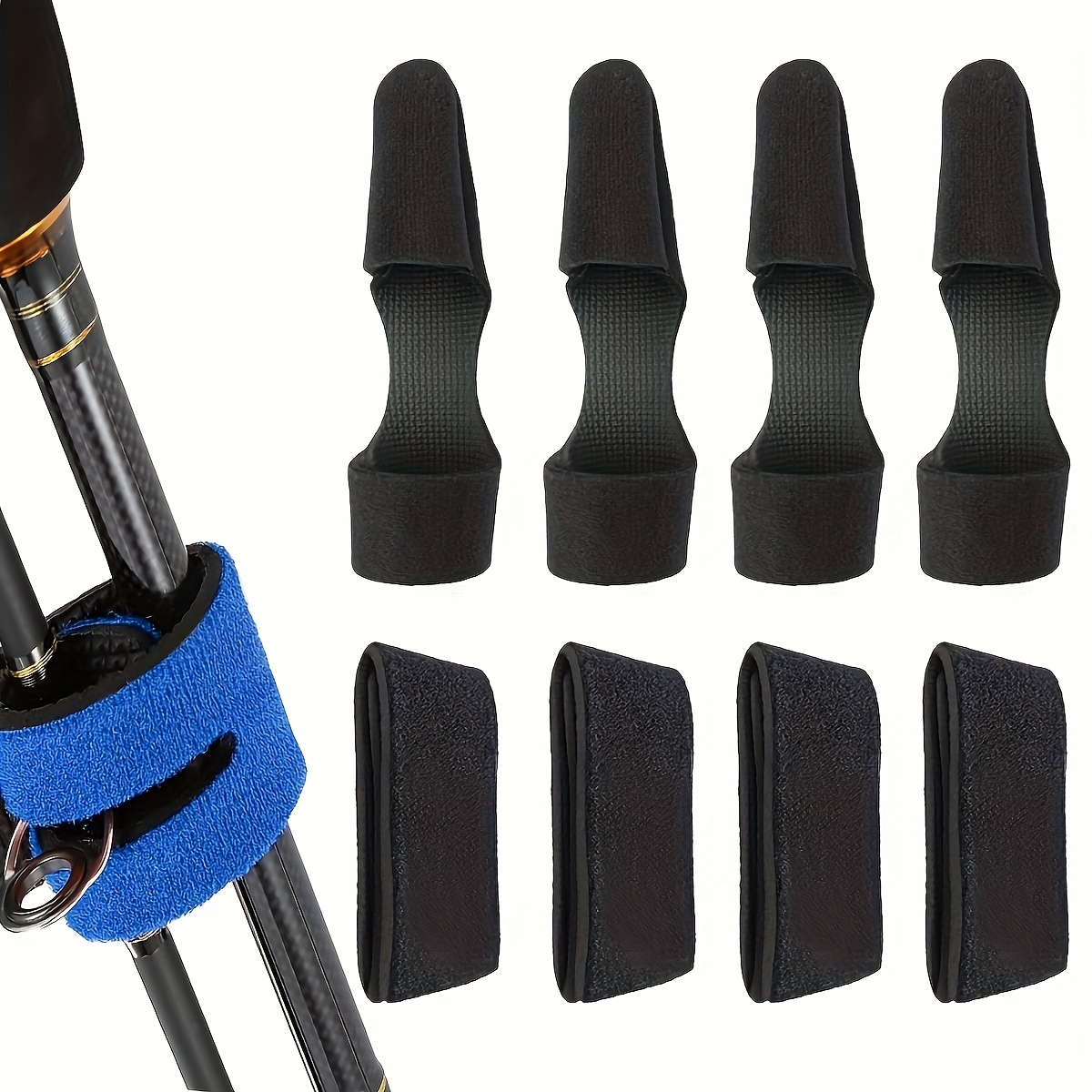 TEMU 4pcs 8-pack Thickened Fishing Rod Straps, Fishing Rod Straps, Fishing Rod Waistbands, Elastic Fishing Rod , Fishing Rod Wrapping Bands, Fishing