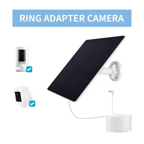 portable solar panel for ring camera 5w camera solar panel compatible with pro battery spotlight pro battery barrel plug to usb c adapter included about 3 meters cable