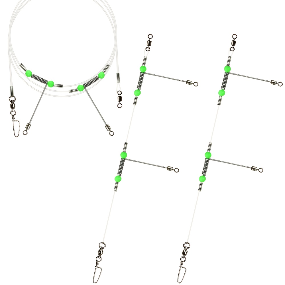 TEMU 2pcs Saltwater Steel Fishing Leader – 1/2/3-arm Stainless Steel Anti-bite High-tensile With Luminous Beads Lure