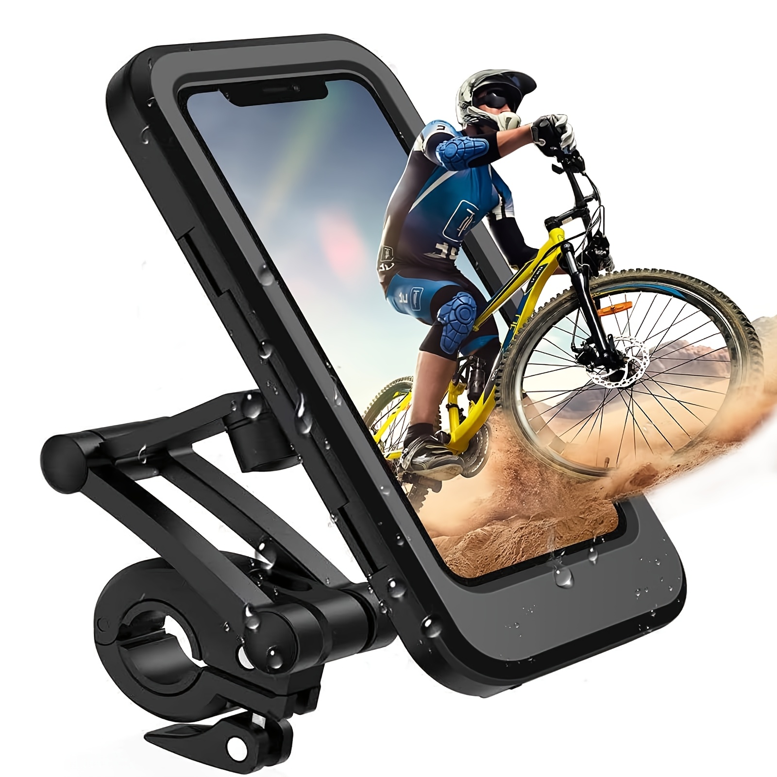 

Waterproof Bike Phone Holder, 360° Motorcycle Handlebar Mount, Adjustable Bicycle Cellphone Clamp, For Smartphones