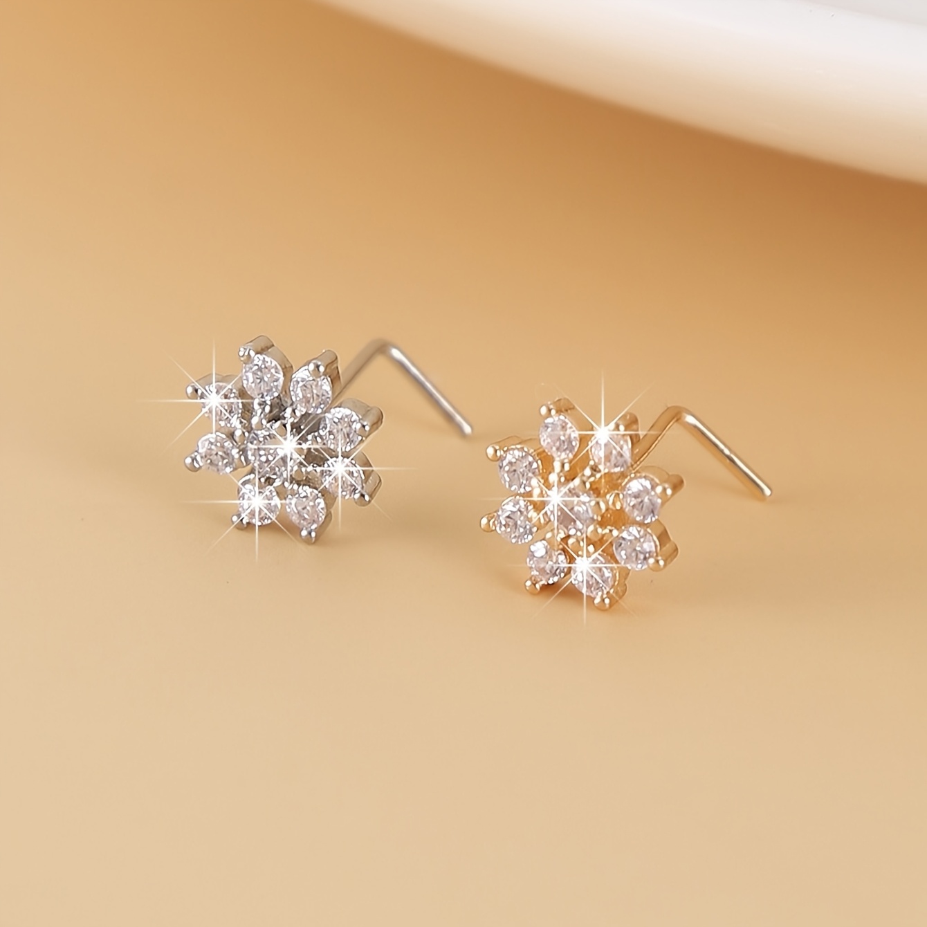 4pcs Floral Nose Rings Set, Cute Petal Design