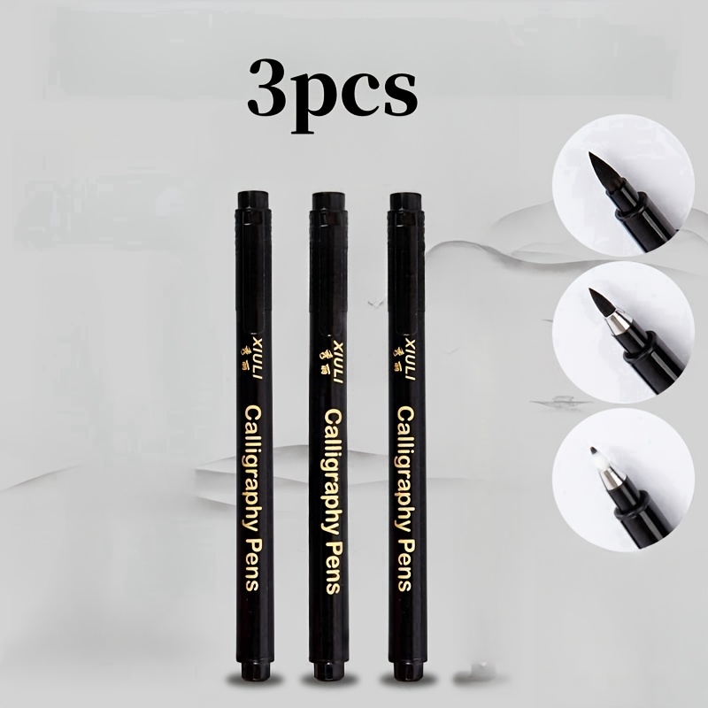Image of 3pcs,soft Brush Set, Calligraphy Practice, Design Hand Drawing, Animation Drawing, Brush Marking Set, Suitable For Writing, Art Painting, Sketch, , Diary, Watercolor Painting