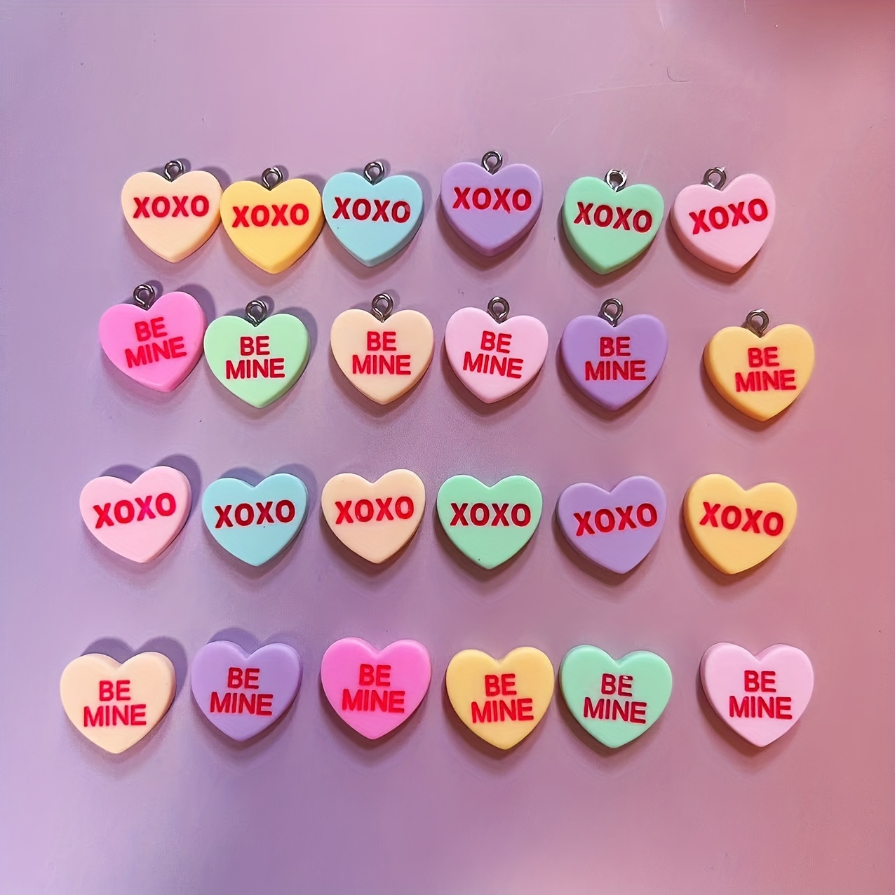 

12pcs Resin Heart Charms Set - "be " & "" , Assorted Pastel Colors For Making - Ideal For Keychains, Earrings, Necklaces, Bracelets & Phone Cases - Perfect Valentine's Day Crafting Accessories