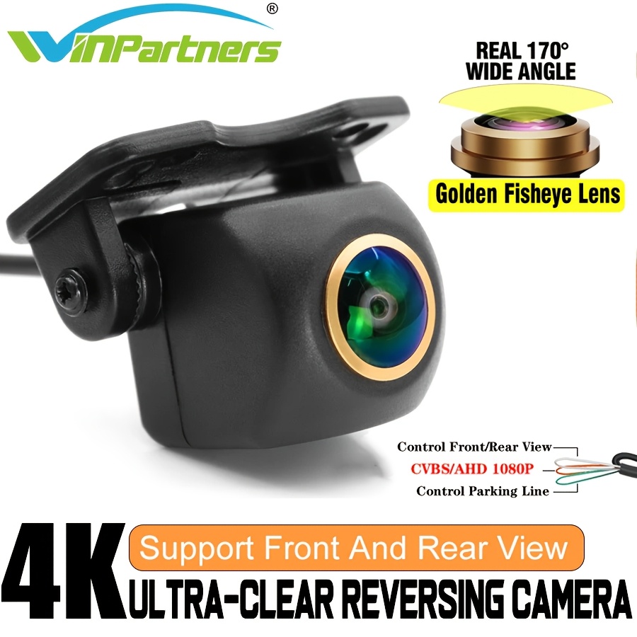 

Lightweight, Winpartners 1080p Ahd Car Rear View Camera With Golden Lens, 170° , Night Vision, Front/rear , Parking Line Guide, /ahd Switchable