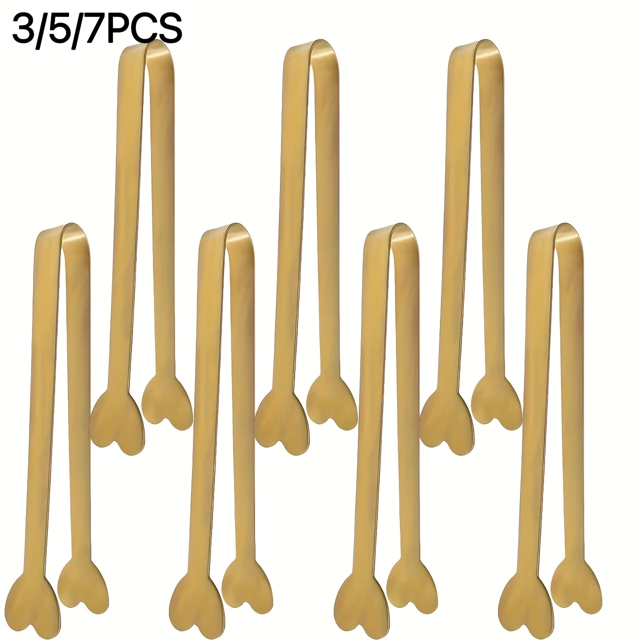 3 5 7pcs luxury   heart shaped sugar tongs for appetizers snacks candies cheese high quality stainless steel small serving tongs durable ice tongs cute tea party serving tongs exquisite valentines day gift kitchen utensil tongs