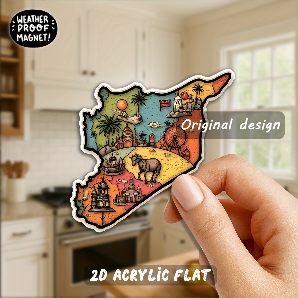 E-shop 2D Flach, 1 Stück Acryl Kühlschrankmagnet, 3,15 Zoll, Friedlicher Wasserfall Ausbruch - Vintage Reiseplakat mit Landschaft für Natur- und
