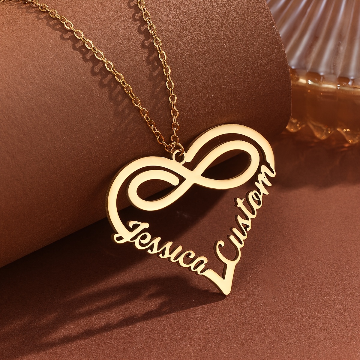 

Customized Name Letter Men Women Necklace Personalized Hollow Love Heart Shape With Mobiusband Pendant Stainless Steel Popular Jewelry Lover Gift