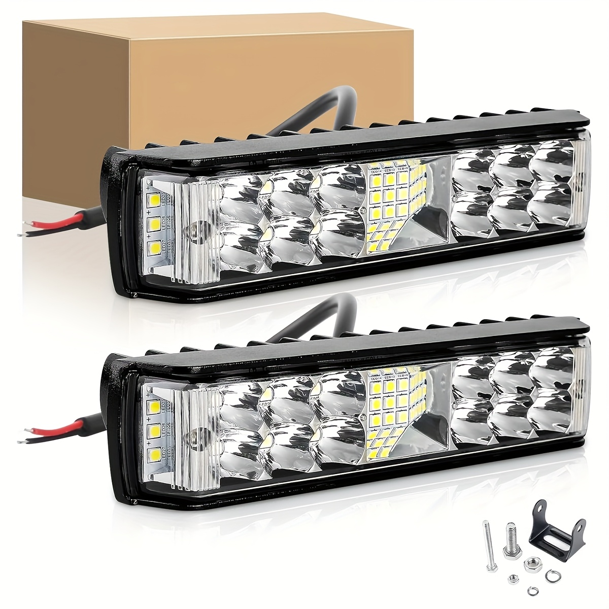 TEMU 6 Inch Led Light Bar, 2pcs Led Pods Light With 6000k , Offroad Led Work Light Small Light Bar, Flood & Spot Beam Combo For Tractor Truck Boat Suv Atv Boat Off Road