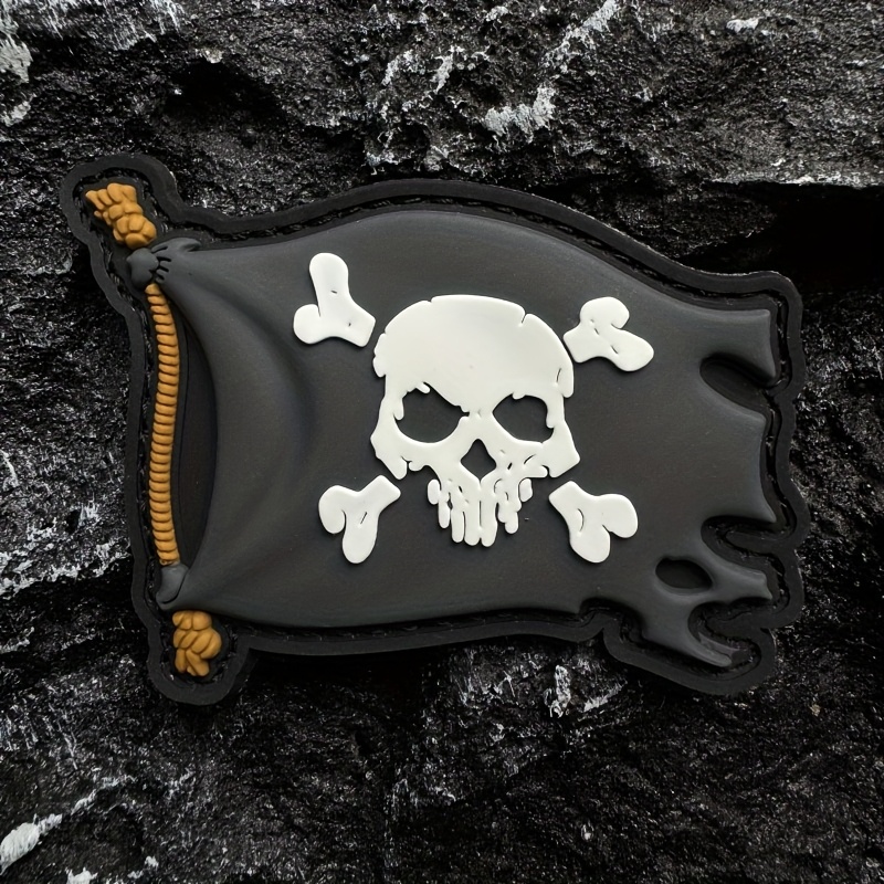 E-shop Piraten-Totenkopf-Banner-Morale-Abzeichen mit Viskose-Rückseite, 3DPVC-Armband-Aufnäher für Rucksäcke, Bekleidung, Helm-Armband