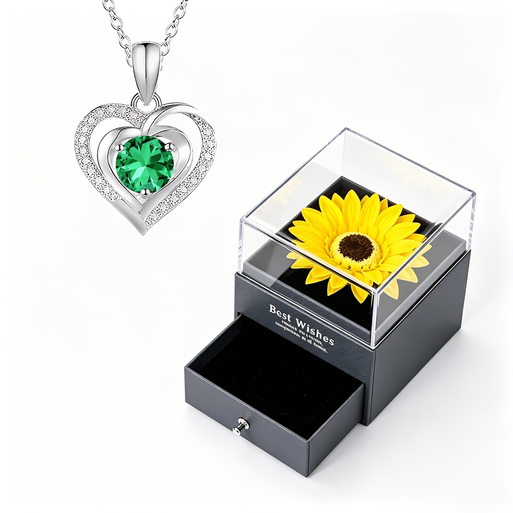 Double Heart Cubic Synthetic Zirconia Pendant Necklace Set
