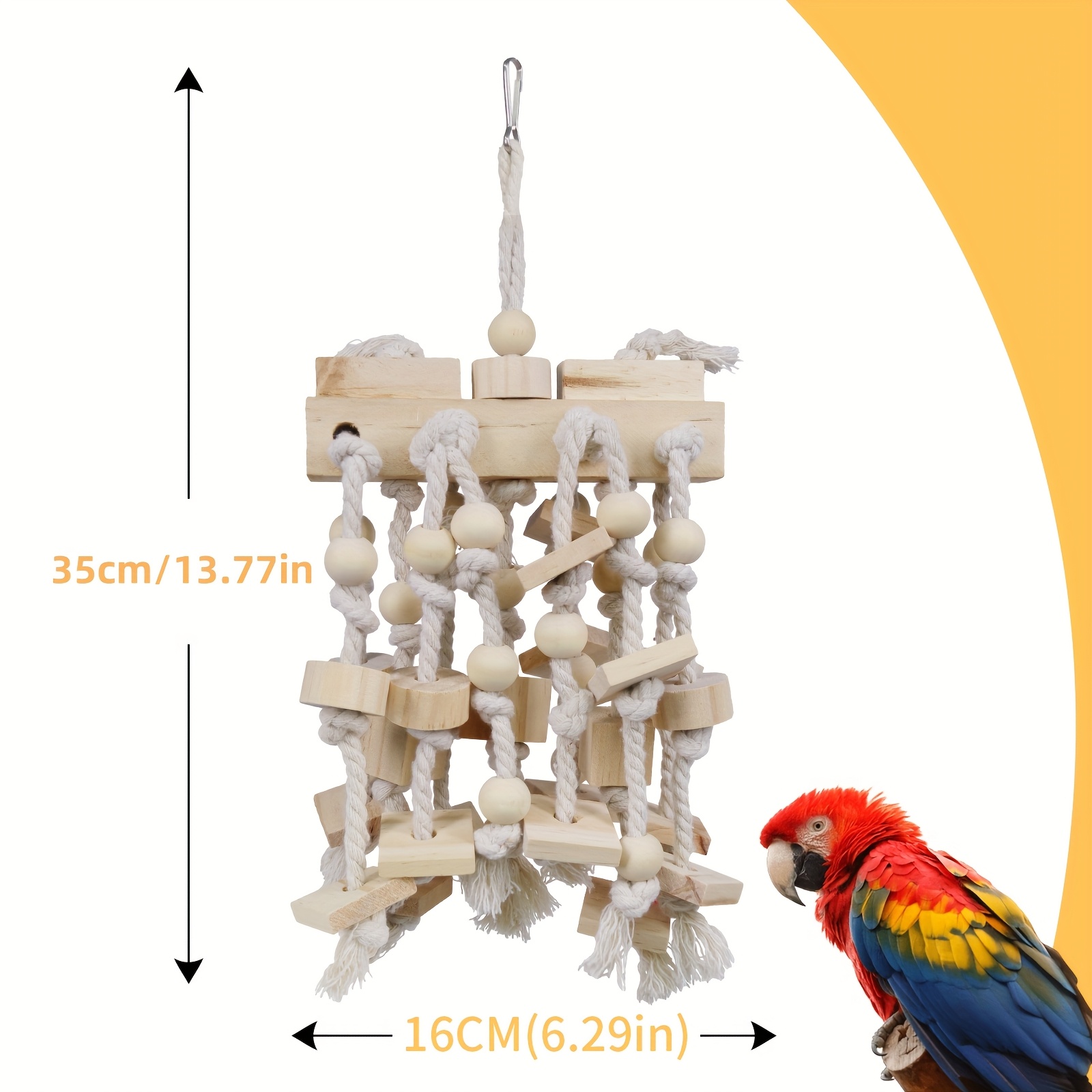 1pc Chew Toy For Large Parrots - Colorful Bead & Rope Bird Enrichment Activity, Cage Hanging Mental Stimulation Toy For Macaws, Cockatiels, African Greys