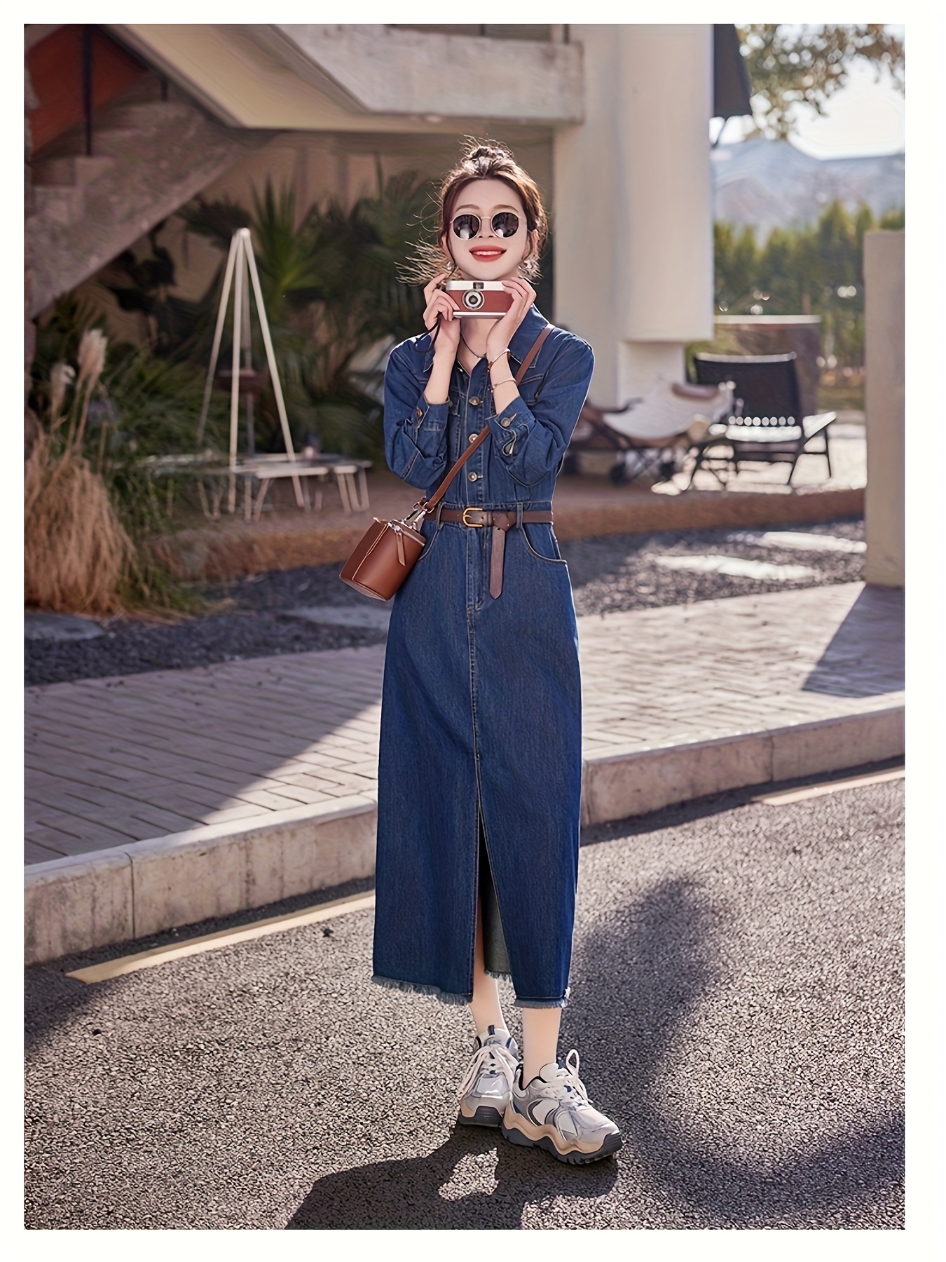 high end aesthetic dress long length denim long - Temu Bahrain